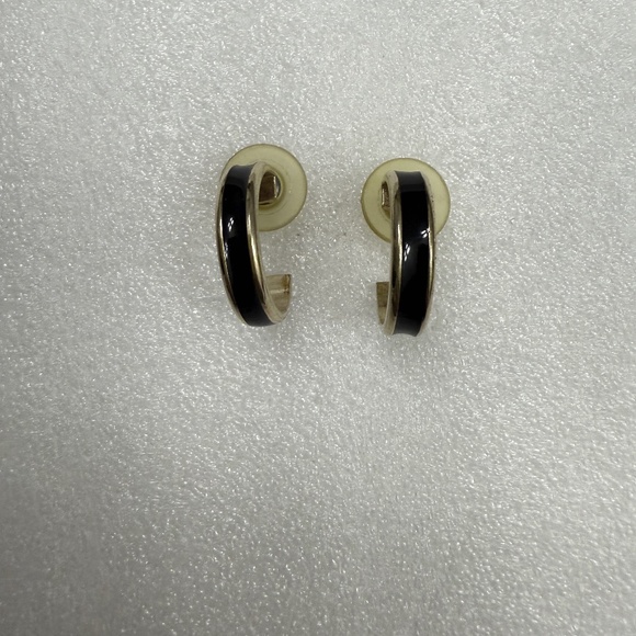 Two tone black & gold half hoop earrings - Picture 1 of 5
